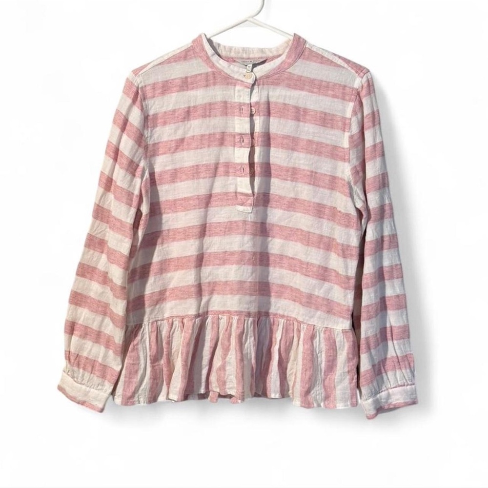 Lucky Brand Pink and White Button-Up Blouse